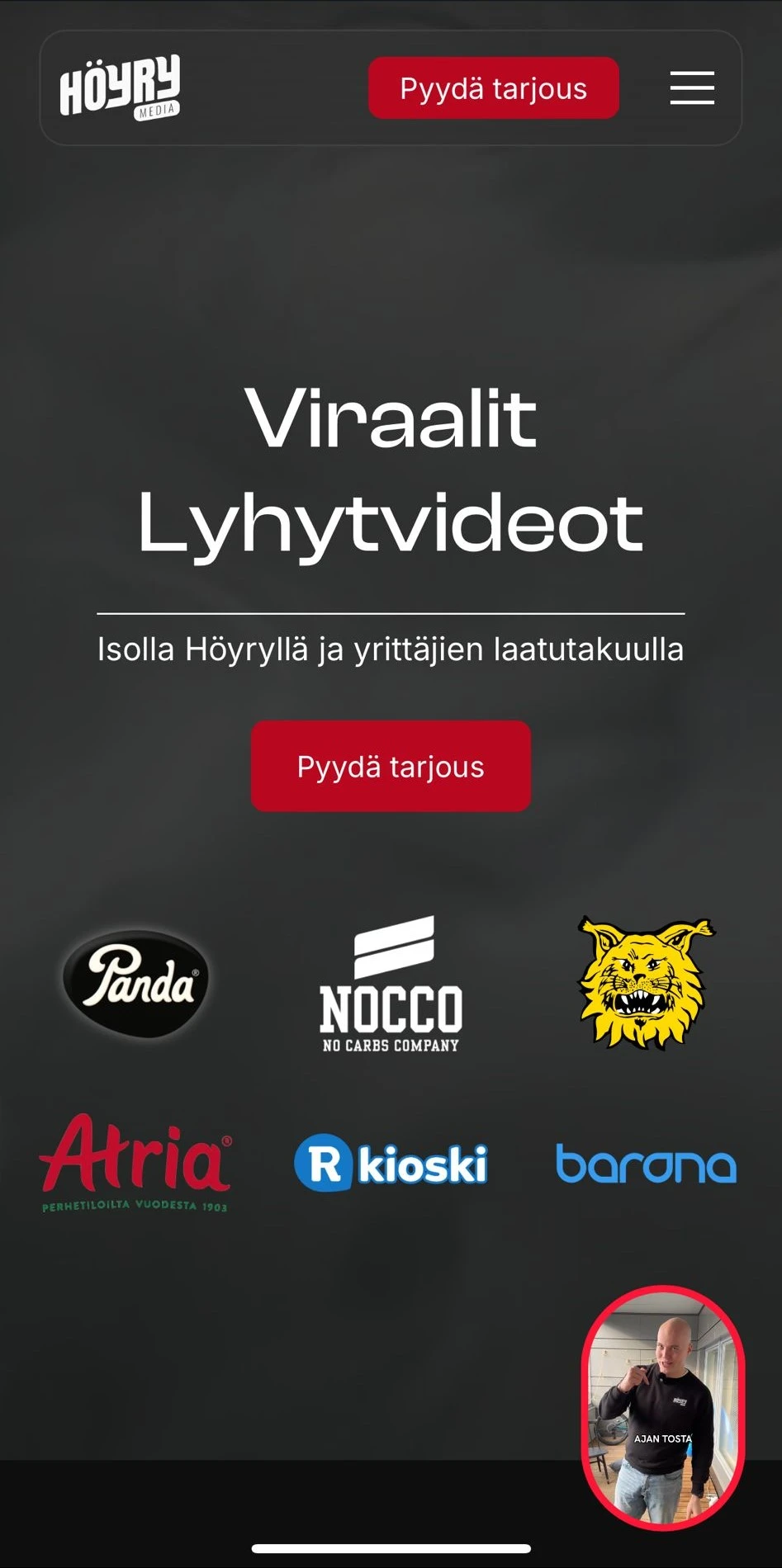 Höyrymedian kotisivujen etusivu