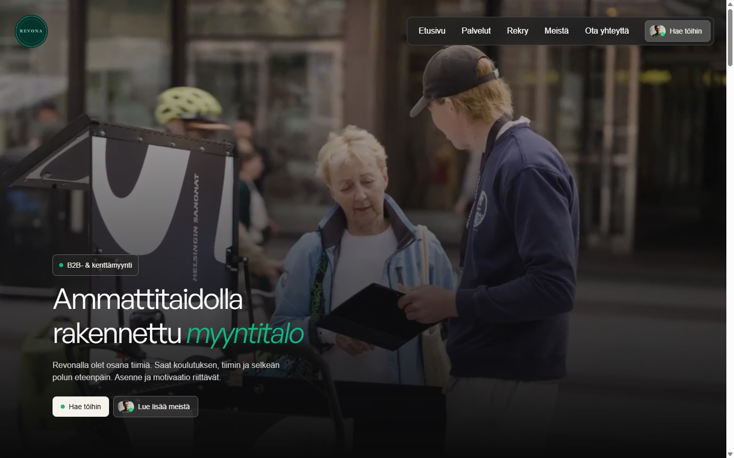 Revonan verkkosivuston etusivu